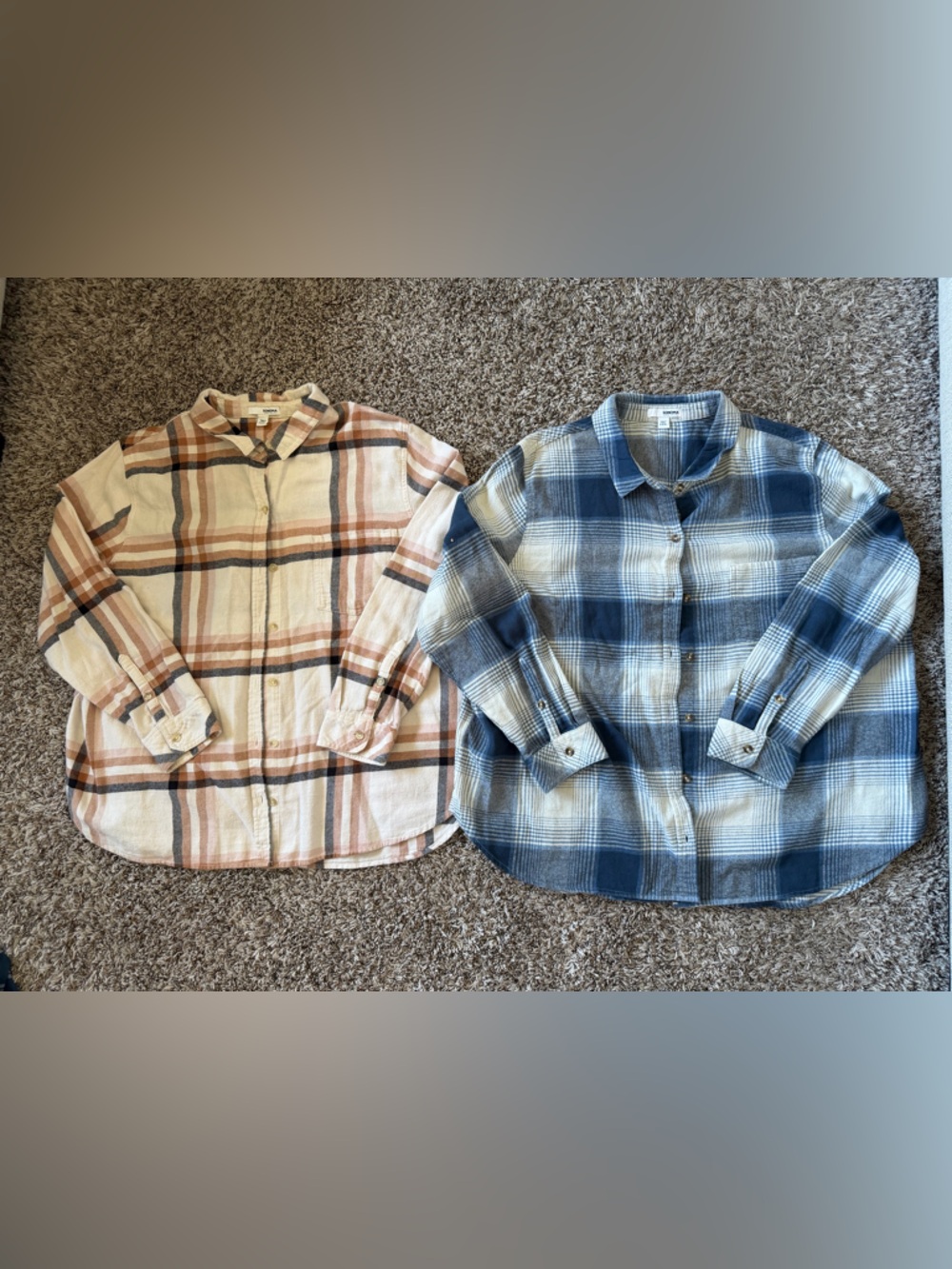 Plaid Button-Up Shirts Women’s — Blue & Pink Size PXXL Bundle of 2